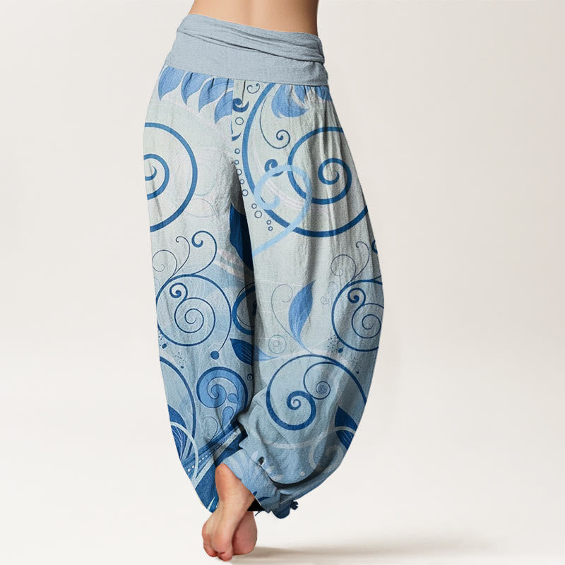 Cotton Casual Vining Floral Pattern Women's Harem Pants