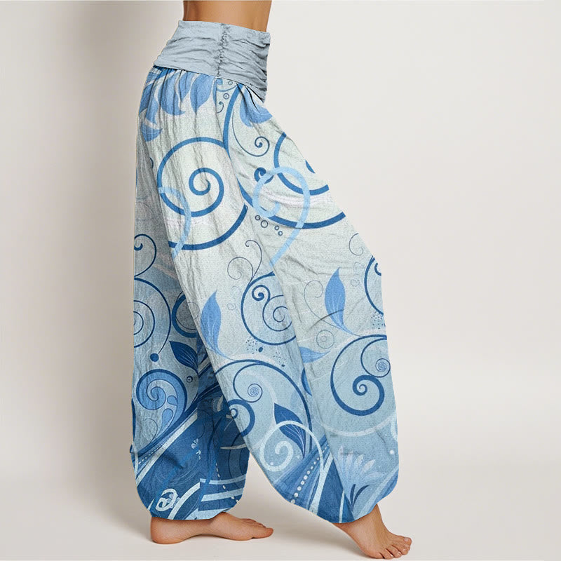 Cotton Casual Vining Floral Pattern Women's Harem Pants
