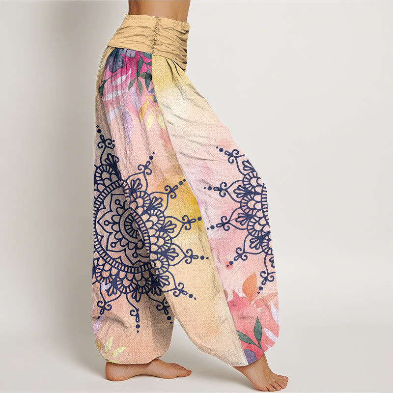Tactile Cotton Mandala Print Relaxed Meditation Harem Pants