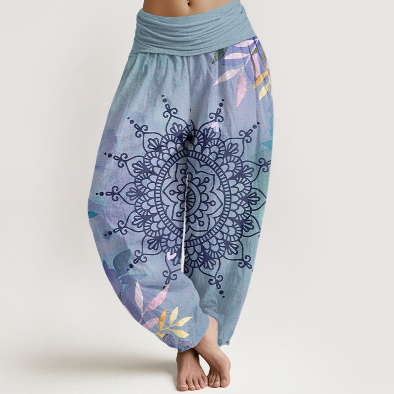 Tactile Cotton Mandala Print Relaxed Meditation Harem Pants