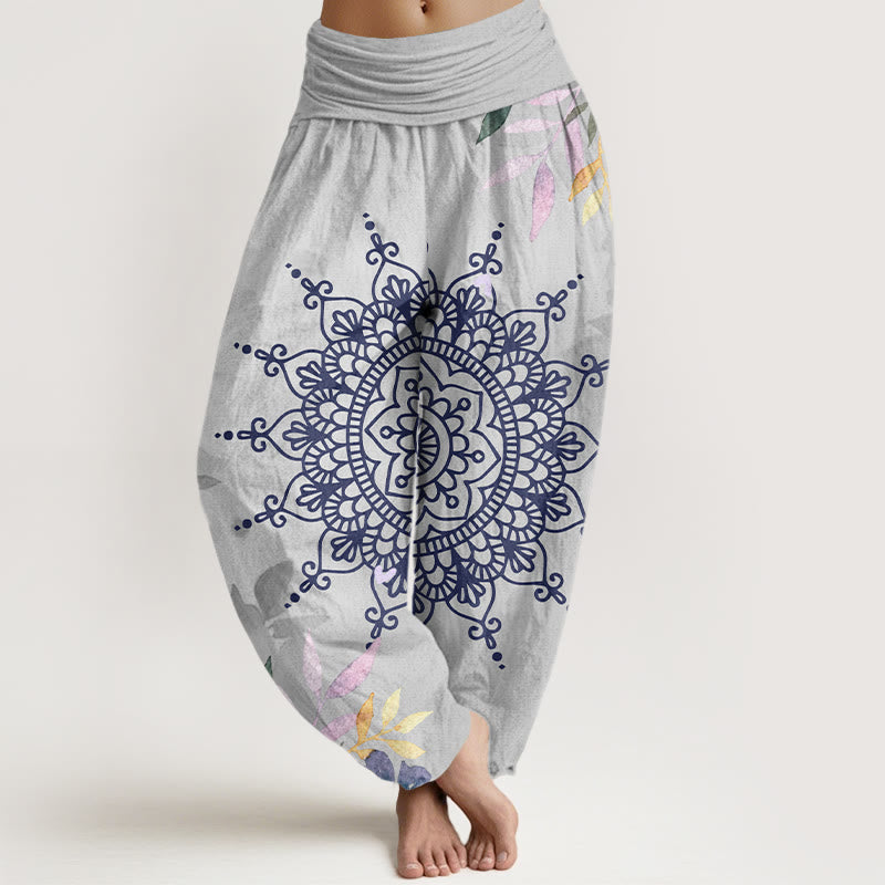 Tactile Cotton Mandala Print Relaxed Meditation Harem Pants