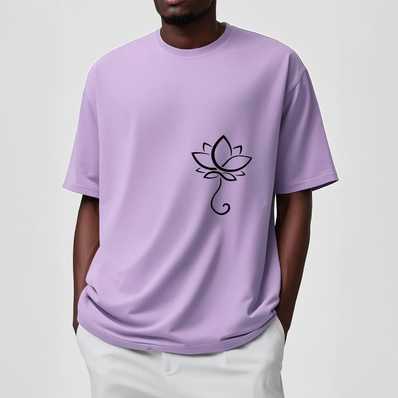 Soft Cotton Lotus Print Mindful Meditation T-Shirt