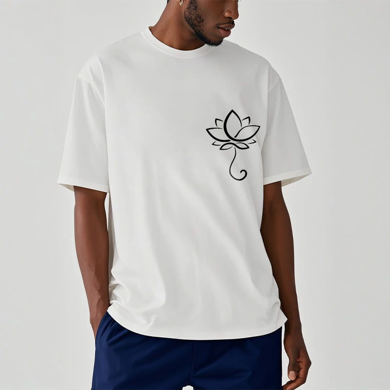 Soft Cotton Lotus Print Mindful Meditation T-Shirt