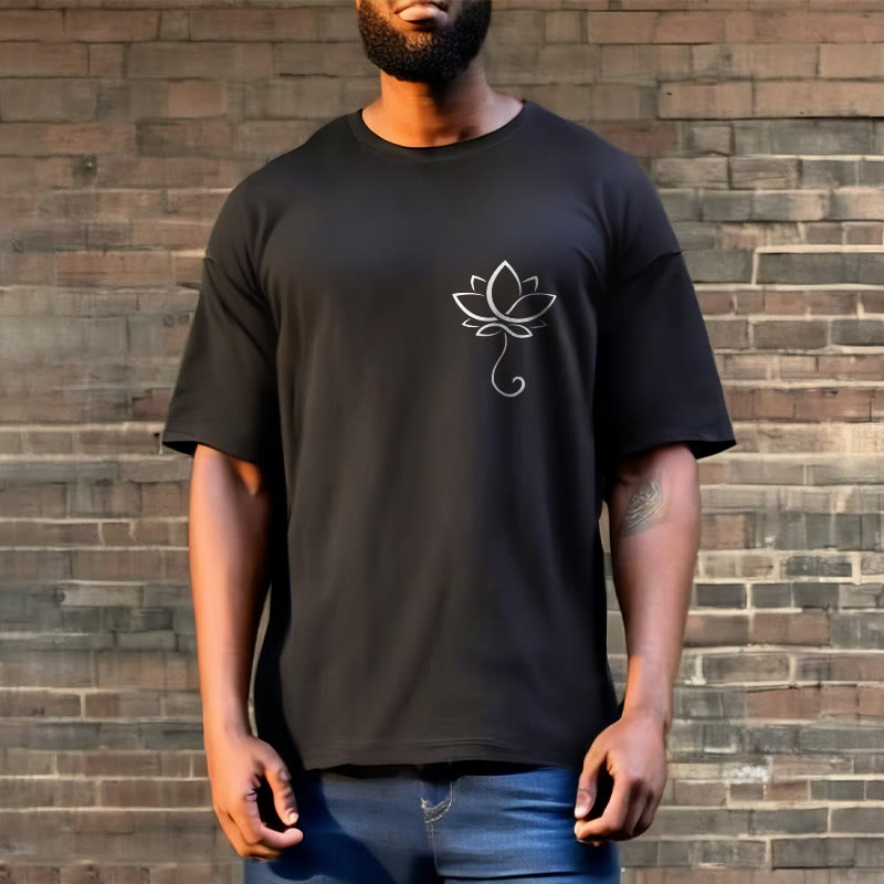 Soft Cotton Lotus Print Mindful Meditation T-Shirt