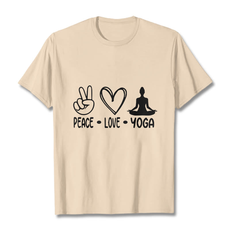 Casual Hand Gesture Heart Yoga Pose Pattern Tee T-shirt
