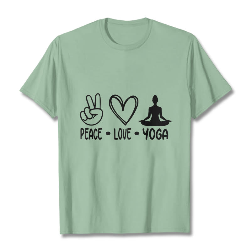 Casual Hand Gesture Heart Yoga Pose Pattern Tee T-shirt