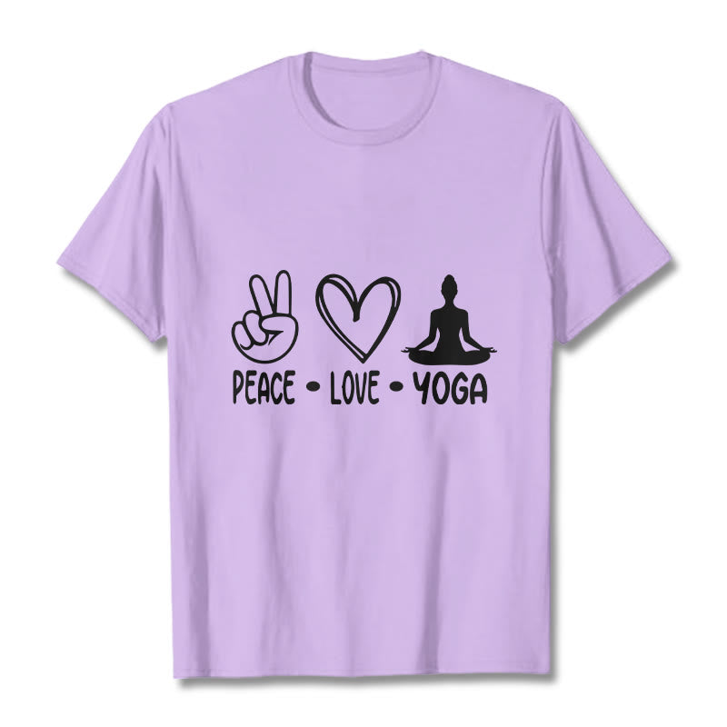 Casual Hand Gesture Heart Yoga Pose Pattern Tee T-shirt
