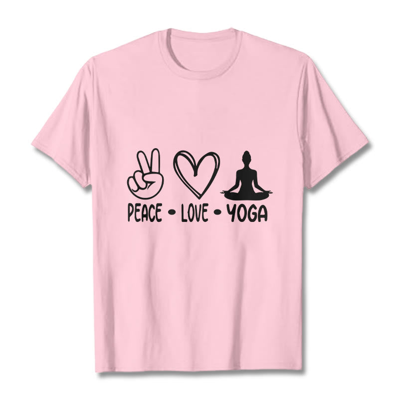 Casual Hand Gesture Heart Yoga Pose Pattern Tee T-shirt