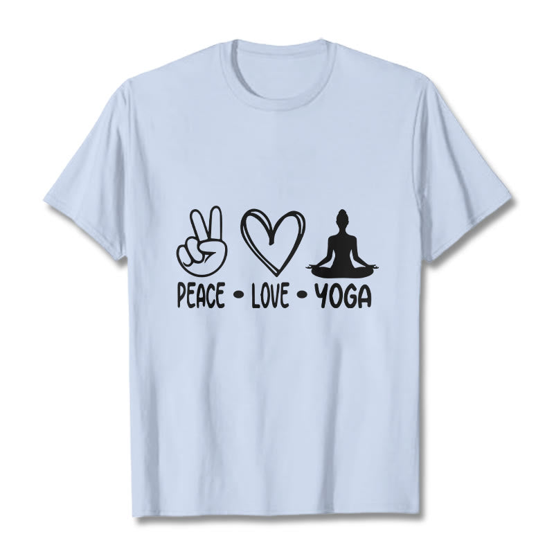 Casual Hand Gesture Heart Yoga Pose Pattern Tee T-shirt