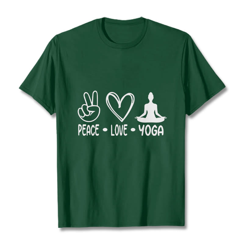 Casual Hand Gesture Heart Yoga Pose Pattern Tee T-shirt