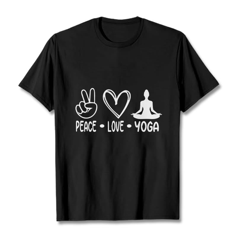 Casual Hand Gesture Heart Yoga Pose Pattern Tee T-shirt