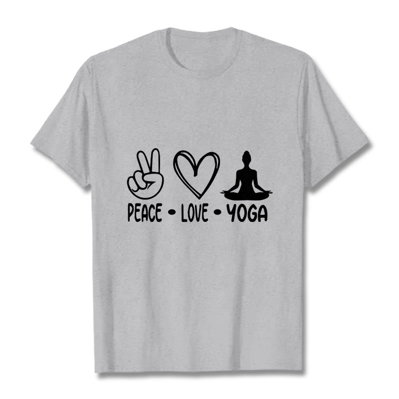 Casual Hand Gesture Heart Yoga Pose Pattern Tee T-shirt