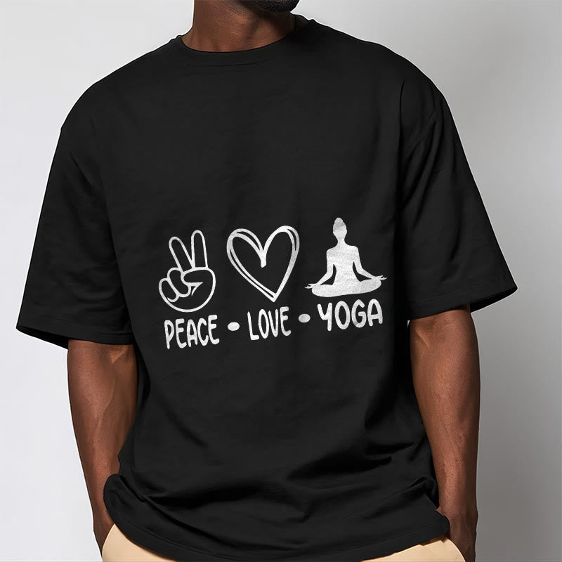 Casual Hand Gesture Heart Yoga Pose Pattern Tee T-shirt