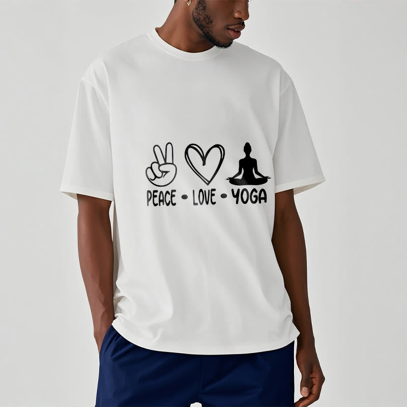 Casual Hand Gesture Heart Yoga Pose Pattern Tee T-shirt