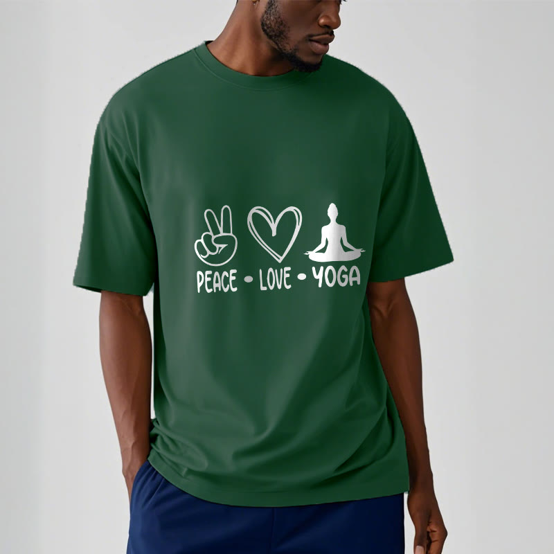 Casual Hand Gesture Heart Yoga Pose Pattern Tee T-shirt