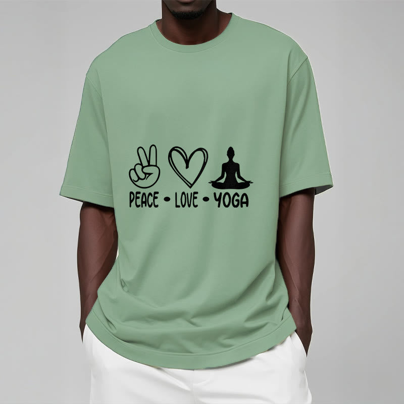 Casual Hand Gesture Heart Yoga Pose Pattern Tee T-shirt