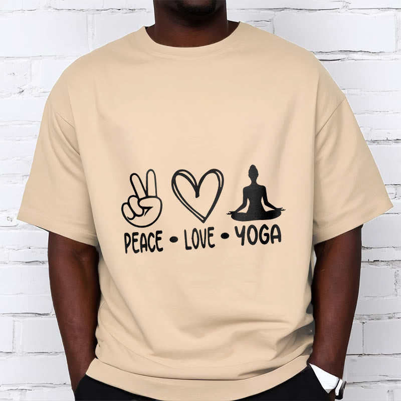 Casual Hand Gesture Heart Yoga Pose Pattern Tee T-shirt