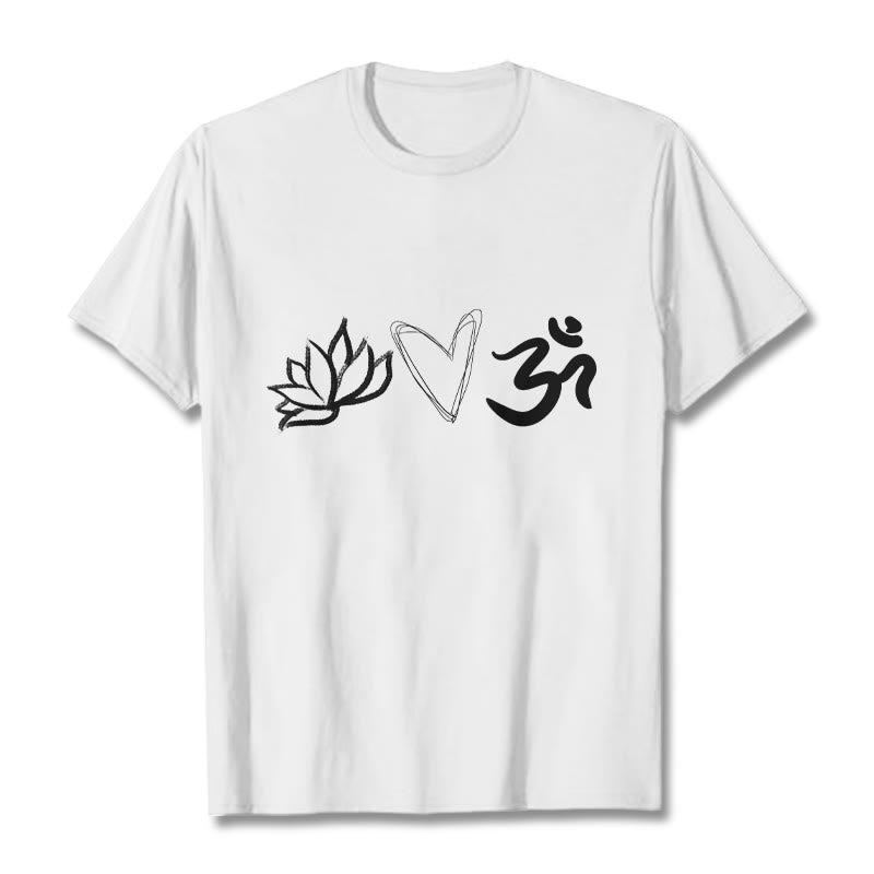 100% Cotton Symbolic Lotus and Om Meditation T-Shirt