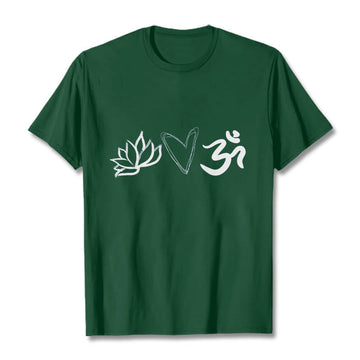 100% Cotton Symbolic Lotus and Om Meditation T-Shirt