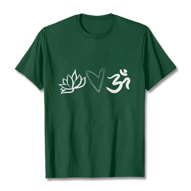 100% Cotton Symbolic Lotus and Om Meditation T-Shirt