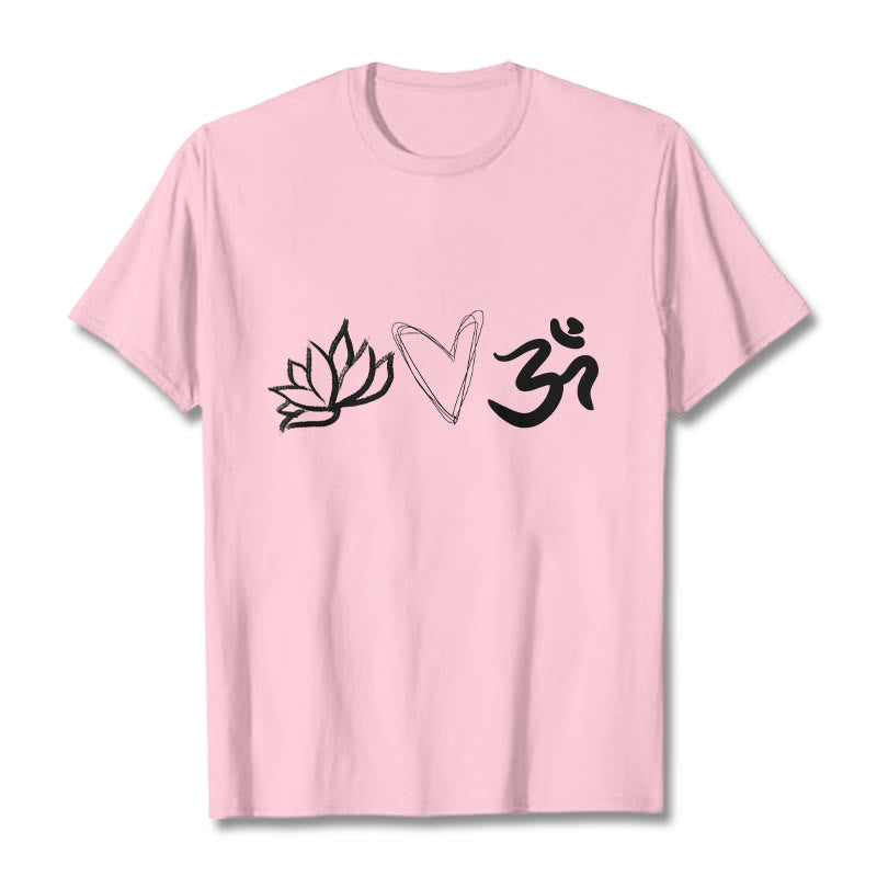 100% Cotton Symbolic Lotus and Om Meditation T-Shirt
