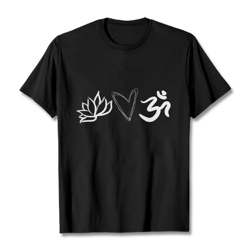 100% Cotton Symbolic Lotus and Om Meditation T-Shirt