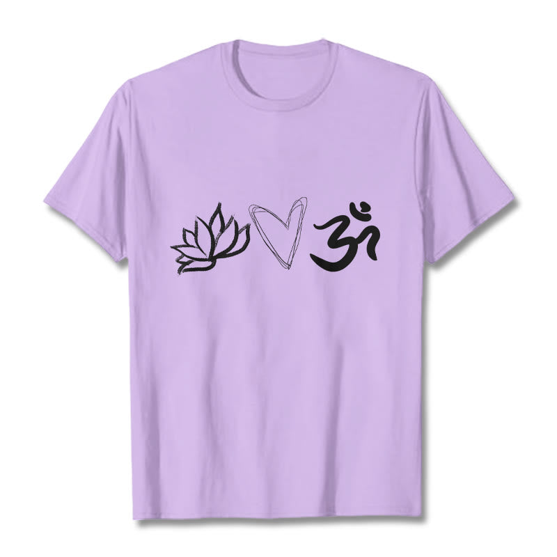 100% Cotton Symbolic Lotus and Om Meditation T-Shirt