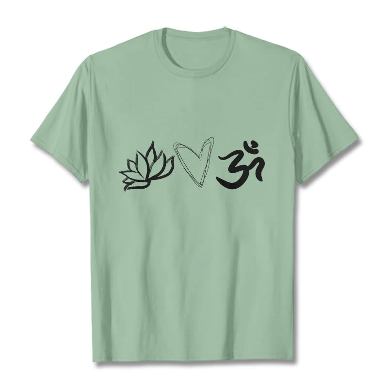 100% Cotton Symbolic Lotus and Om Meditation T-Shirt