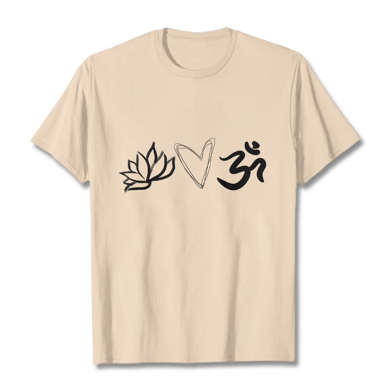 100% Cotton Symbolic Lotus and Om Meditation T-Shirt