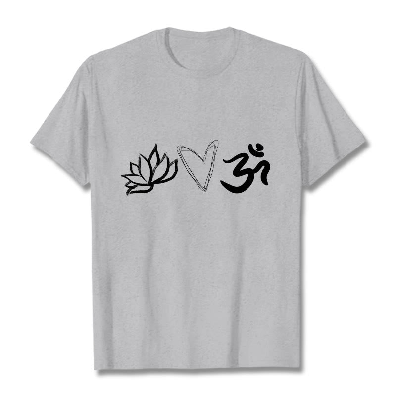 100% Cotton Symbolic Lotus and Om Meditation T-Shirt