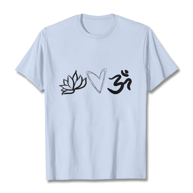 100% Cotton Symbolic Lotus and Om Meditation T-Shirt