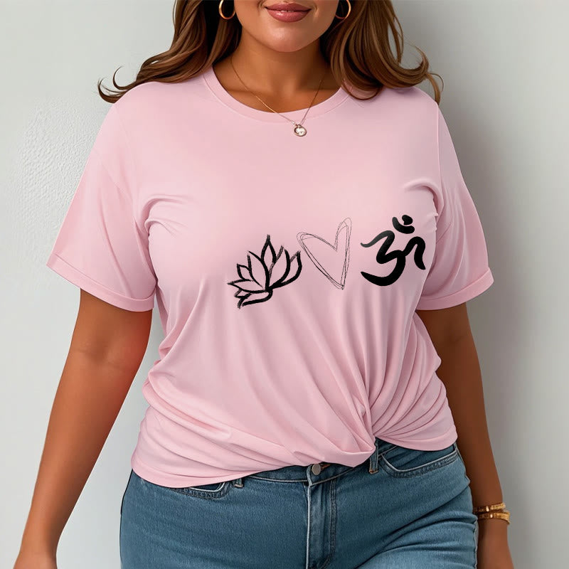 100% Cotton Symbolic Lotus and Om Meditation T-Shirt