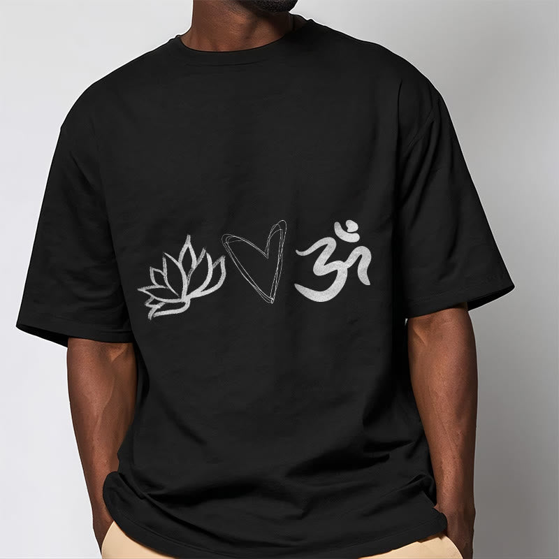100% Cotton Symbolic Lotus and Om Meditation T-Shirt