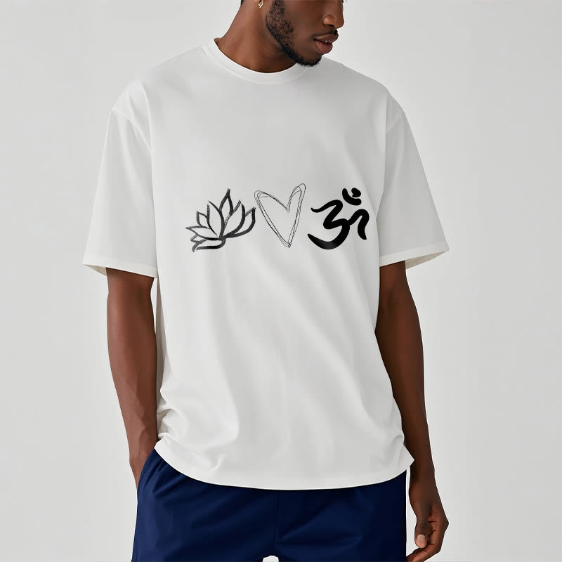 100% Cotton Symbolic Lotus and Om Meditation T-Shirt