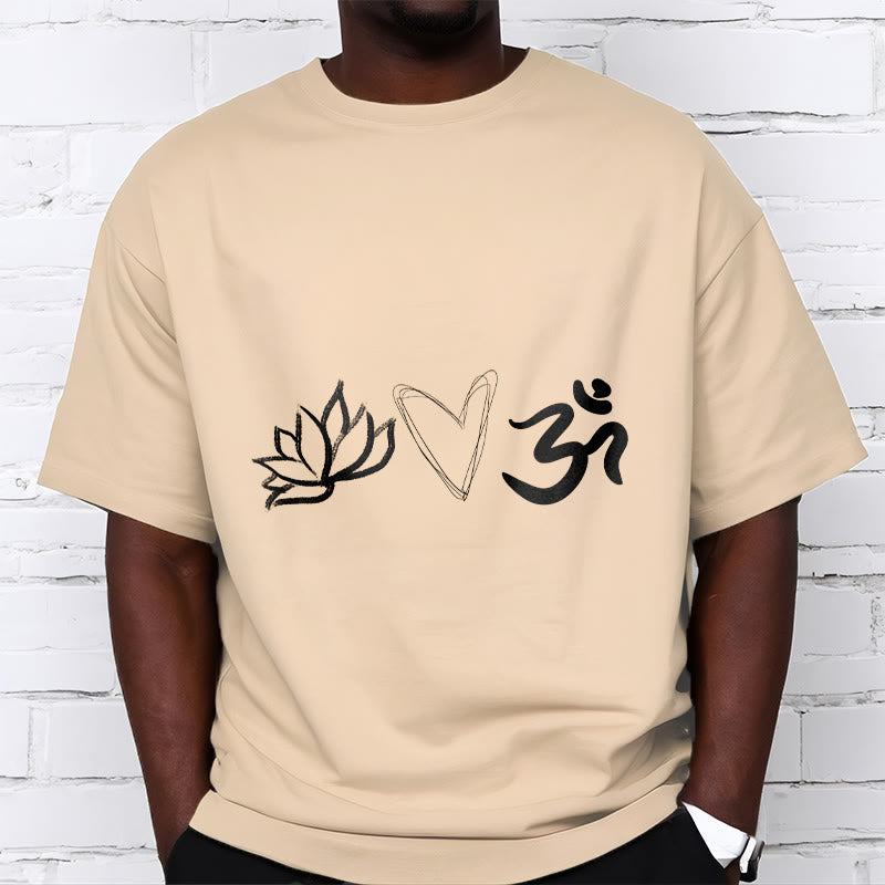 100% Cotton Symbolic Lotus and Om Meditation T-Shirt