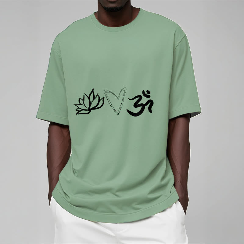 100% Cotton Symbolic Lotus and Om Meditation T-Shirt