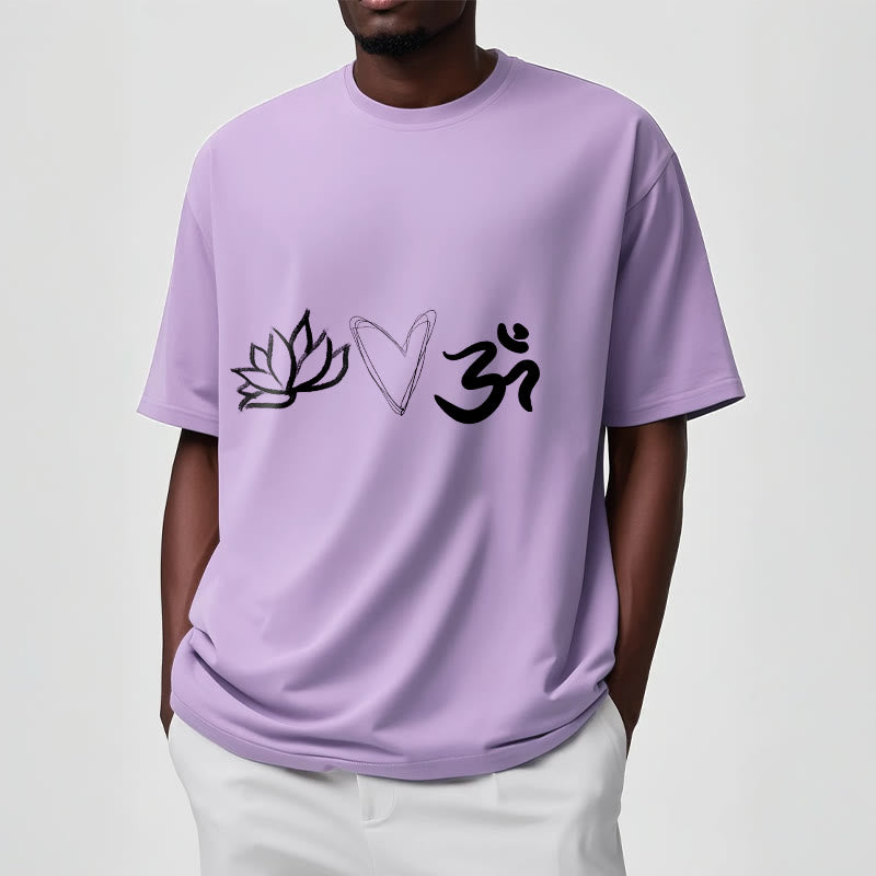100% Cotton Symbolic Lotus and Om Meditation T-Shirt