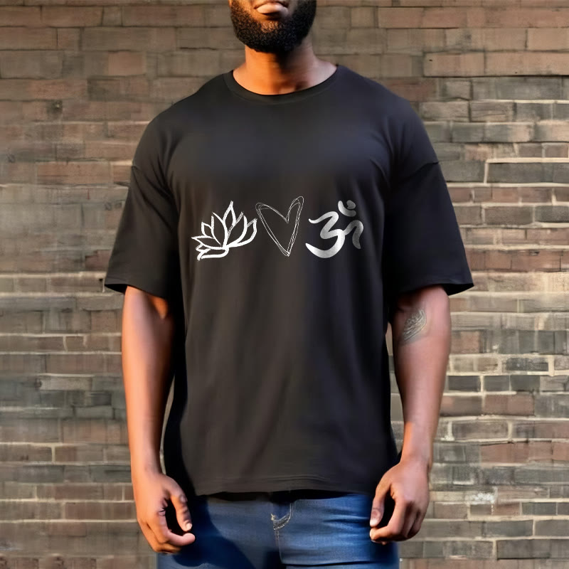 100% Cotton Symbolic Lotus and Om Meditation T-Shirt