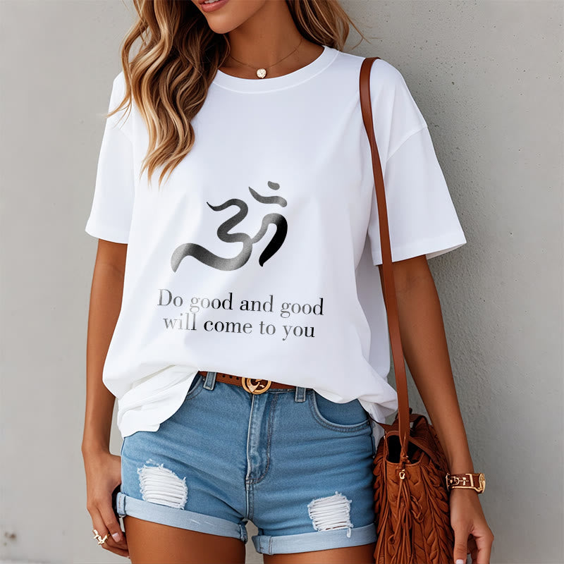 Soft Cotton Om Sanskrit Mindful Meditation Tee