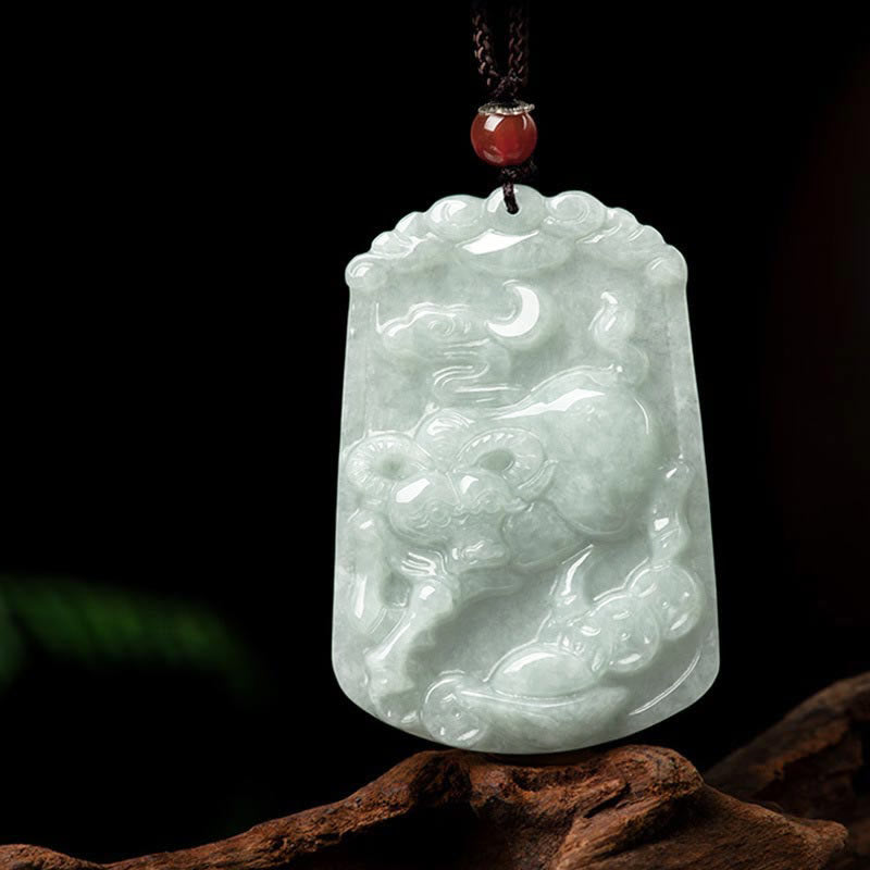 Natural Jade 12 Chinese Zodiac Abundance Amulet Pendant Necklace