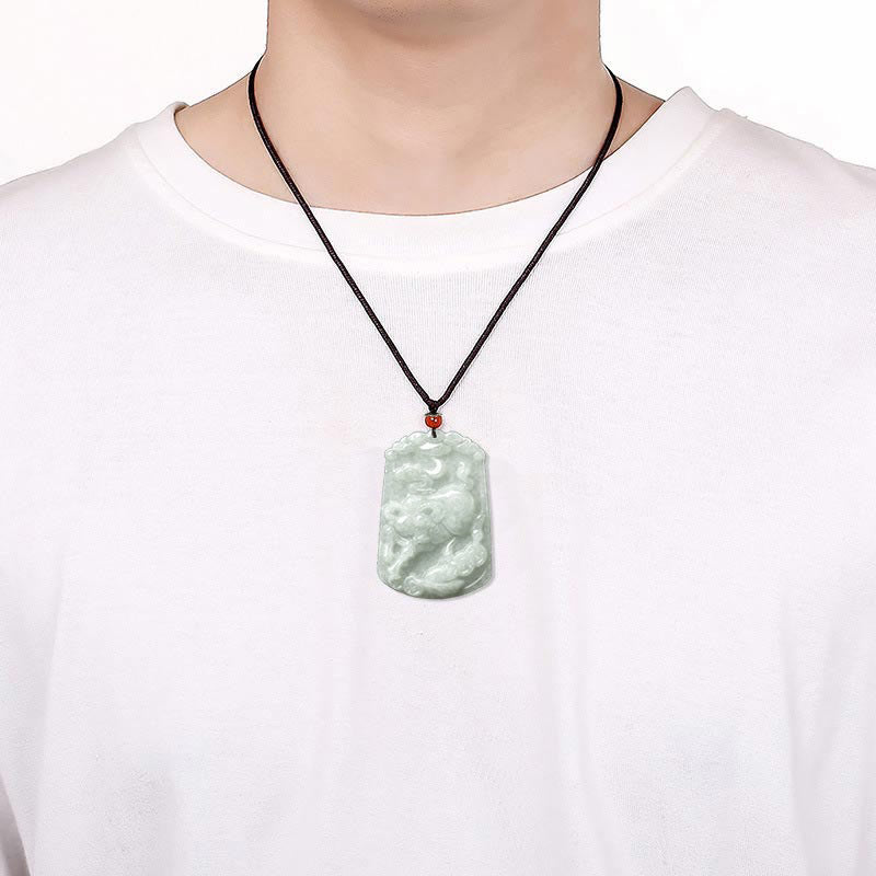 Natural Jade 12 Chinese Zodiac Abundance Amulet Pendant Necklace
