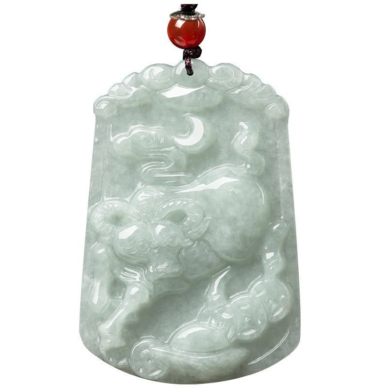 Natural Jade 12 Chinese Zodiac Abundance Amulet Pendant Necklace