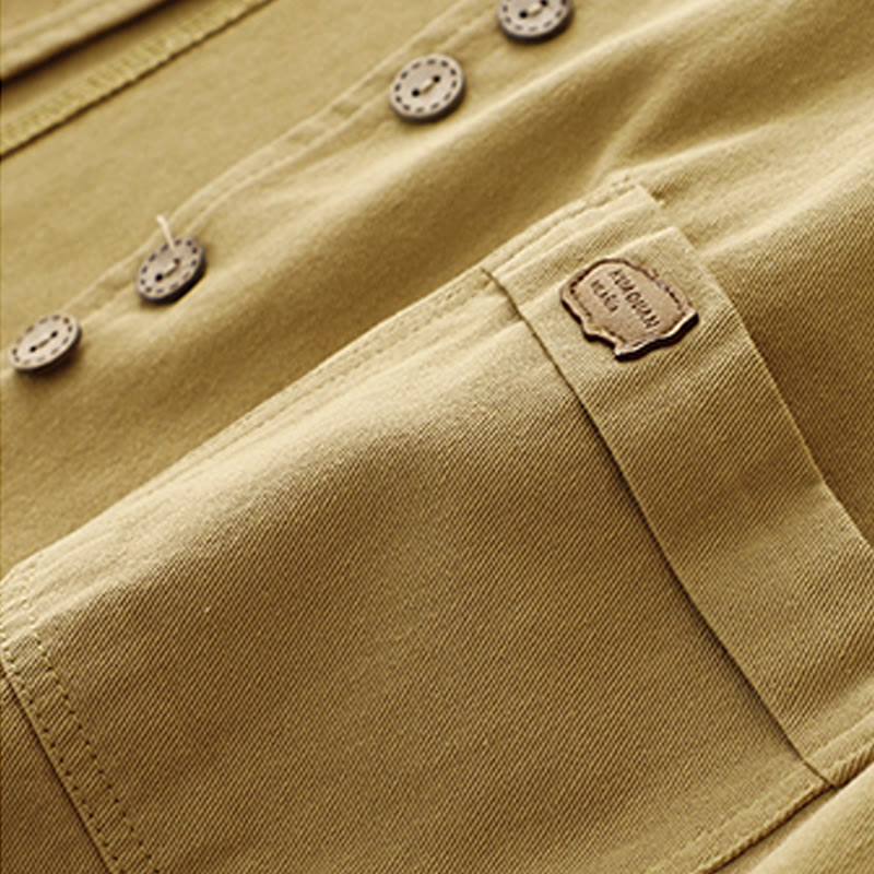 Solid Color Front Buttons Sleeveless Women's Cotton Waistcoat With Pockets