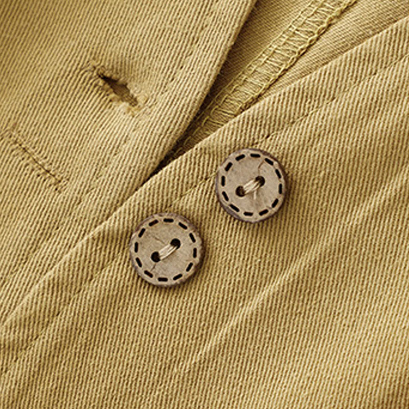 Solid Color Front Buttons Sleeveless Women's Cotton Waistcoat With Pockets