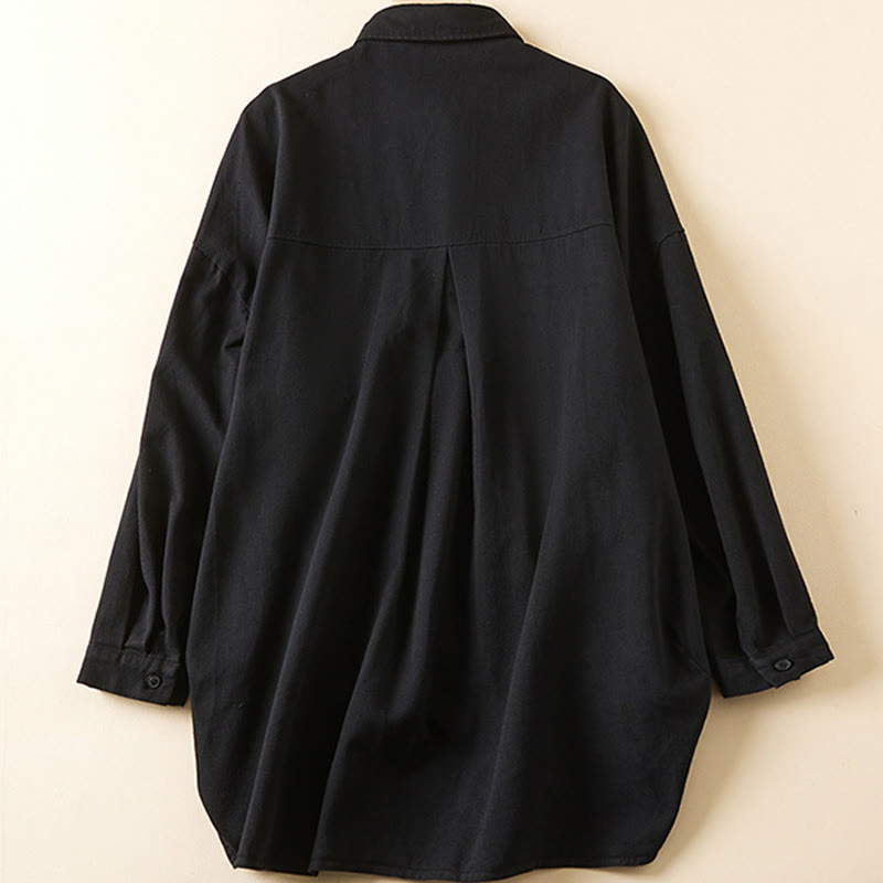 Fall Irregular Design Long Sleeve Women's Cotton Linen Lapel Jacket With Pockets