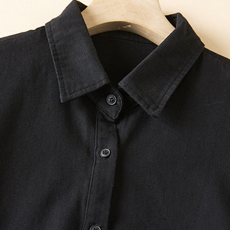 Fall Irregular Design Long Sleeve Women's Cotton Linen Lapel Jacket With Pockets