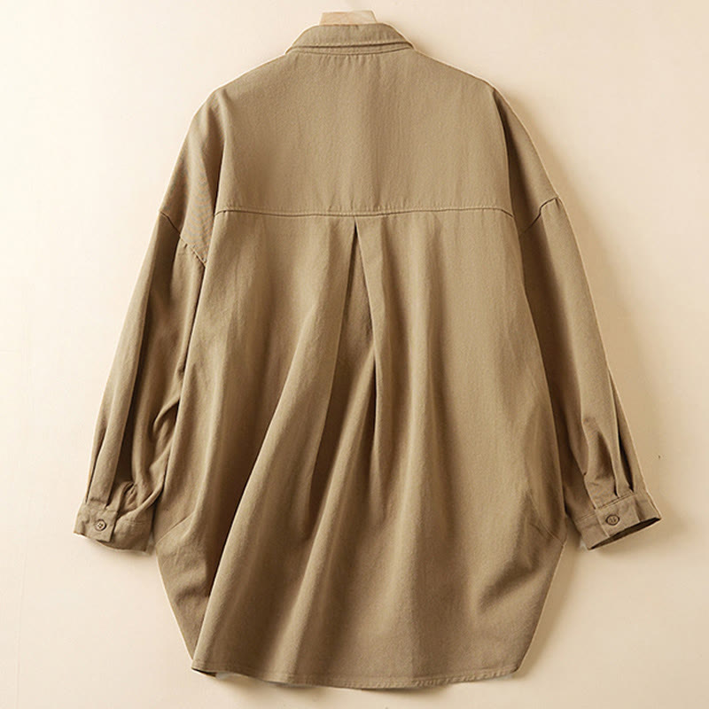 Fall Irregular Design Long Sleeve Women's Cotton Linen Lapel Jacket With Pockets