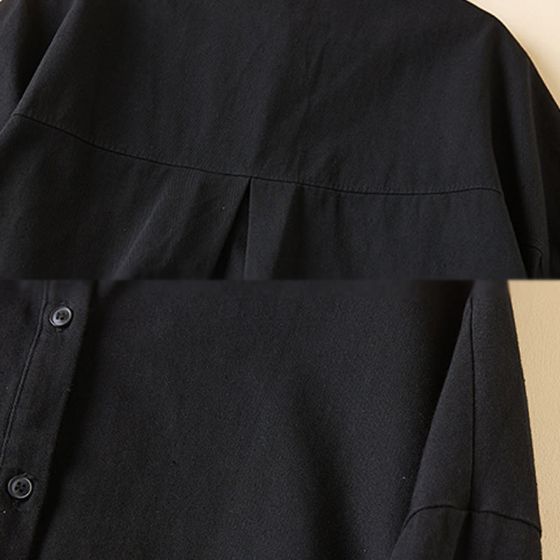 Fall Irregular Design Long Sleeve Women's Cotton Linen Lapel Jacket With Pockets