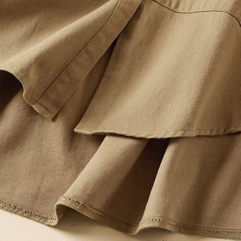 Fall Irregular Design Long Sleeve Women's Cotton Linen Lapel Jacket With Pockets