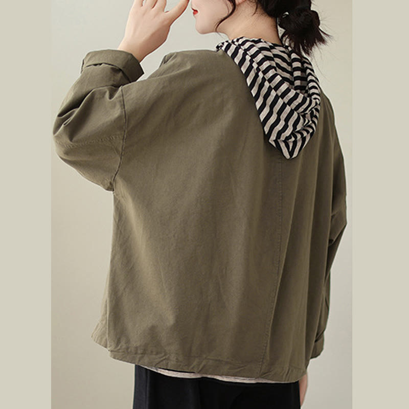 Breathable Cotton Linen Crew Neck Long Sleeve Minimalist Jacket